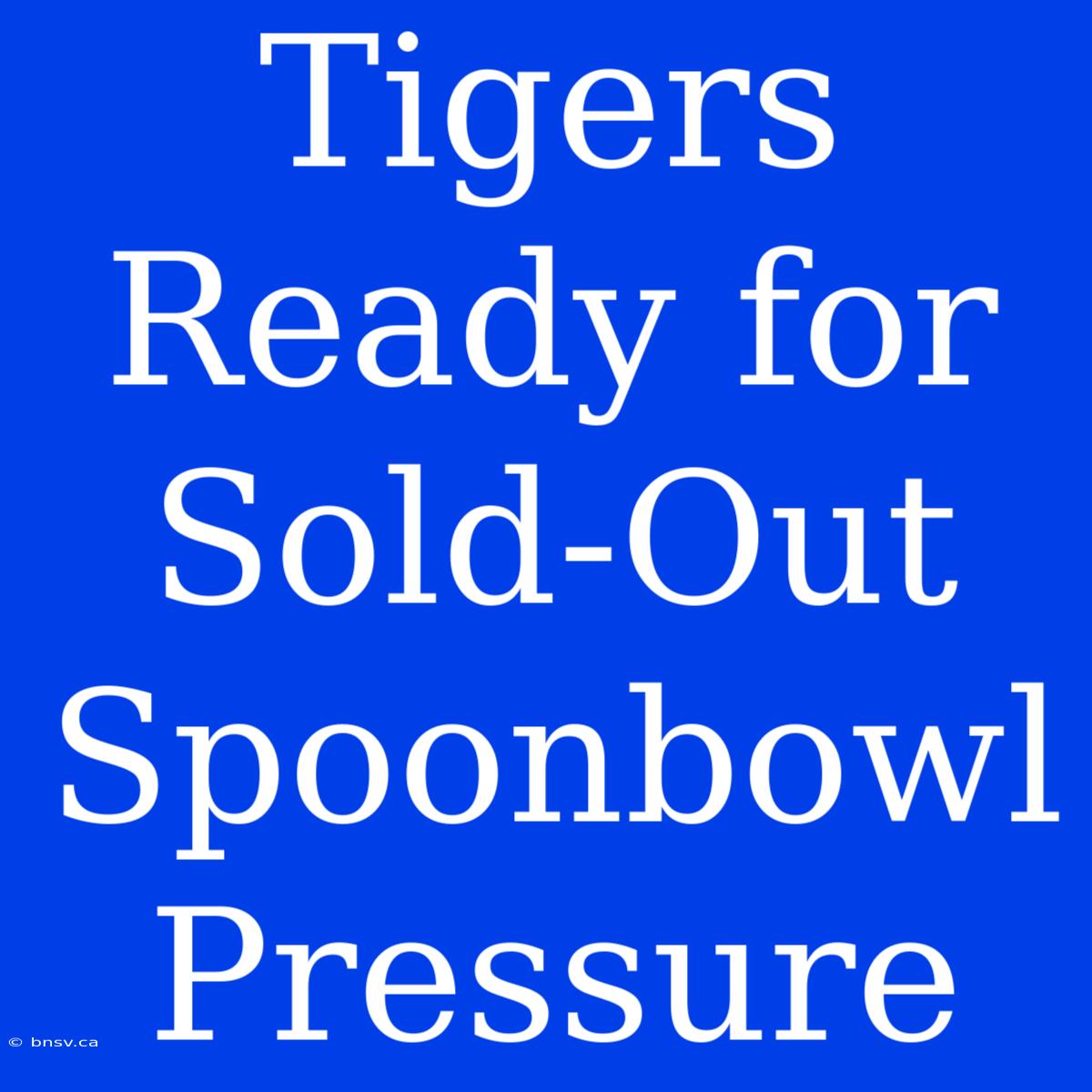 Tigers Ready For Sold-Out Spoonbowl Pressure