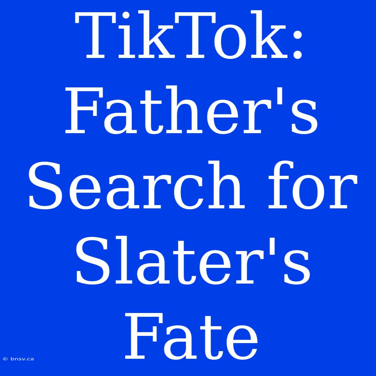 TikTok: Father's Search For Slater's Fate