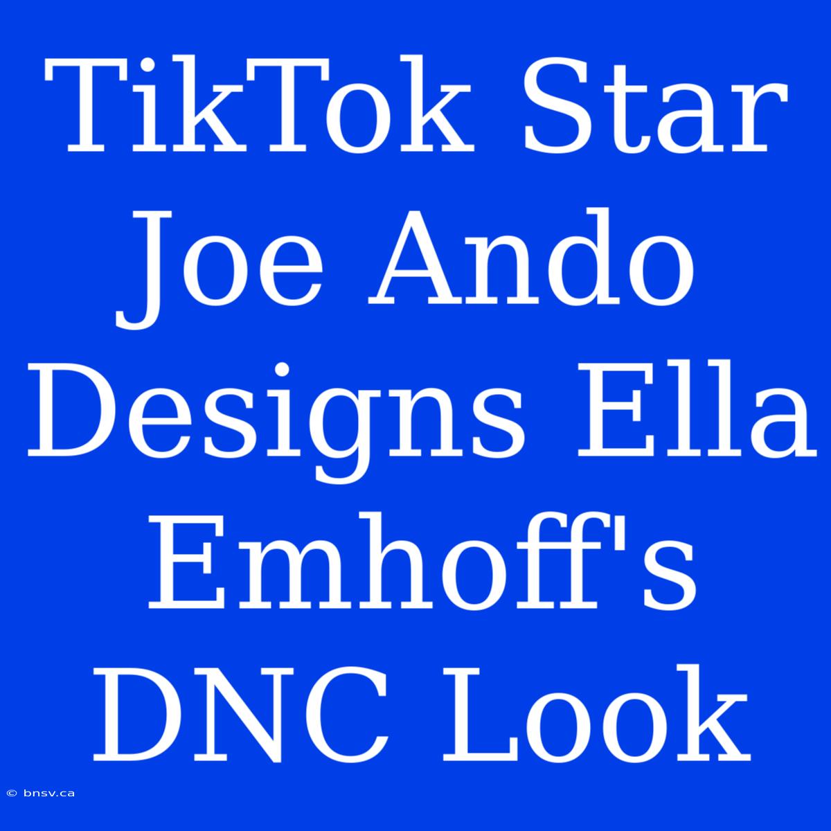 TikTok Star Joe Ando Designs Ella Emhoff's DNC Look