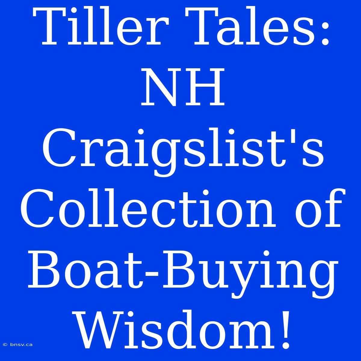 Tiller Tales: NH Craigslist's Collection Of Boat-Buying Wisdom!