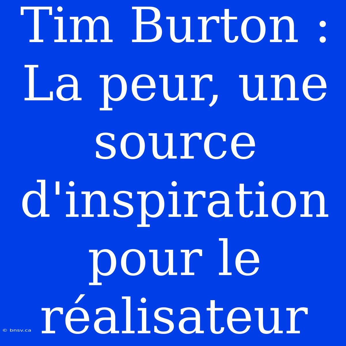 Tim Burton : La Peur, Une Source D'inspiration Pour Le Réalisateur