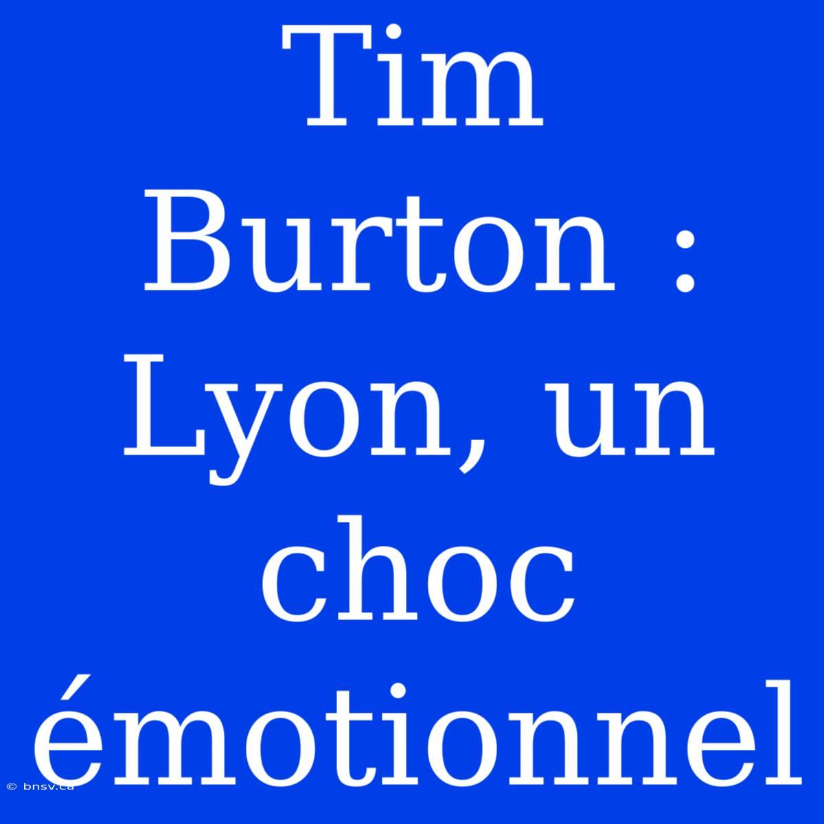 Tim Burton : Lyon, Un Choc Émotionnel