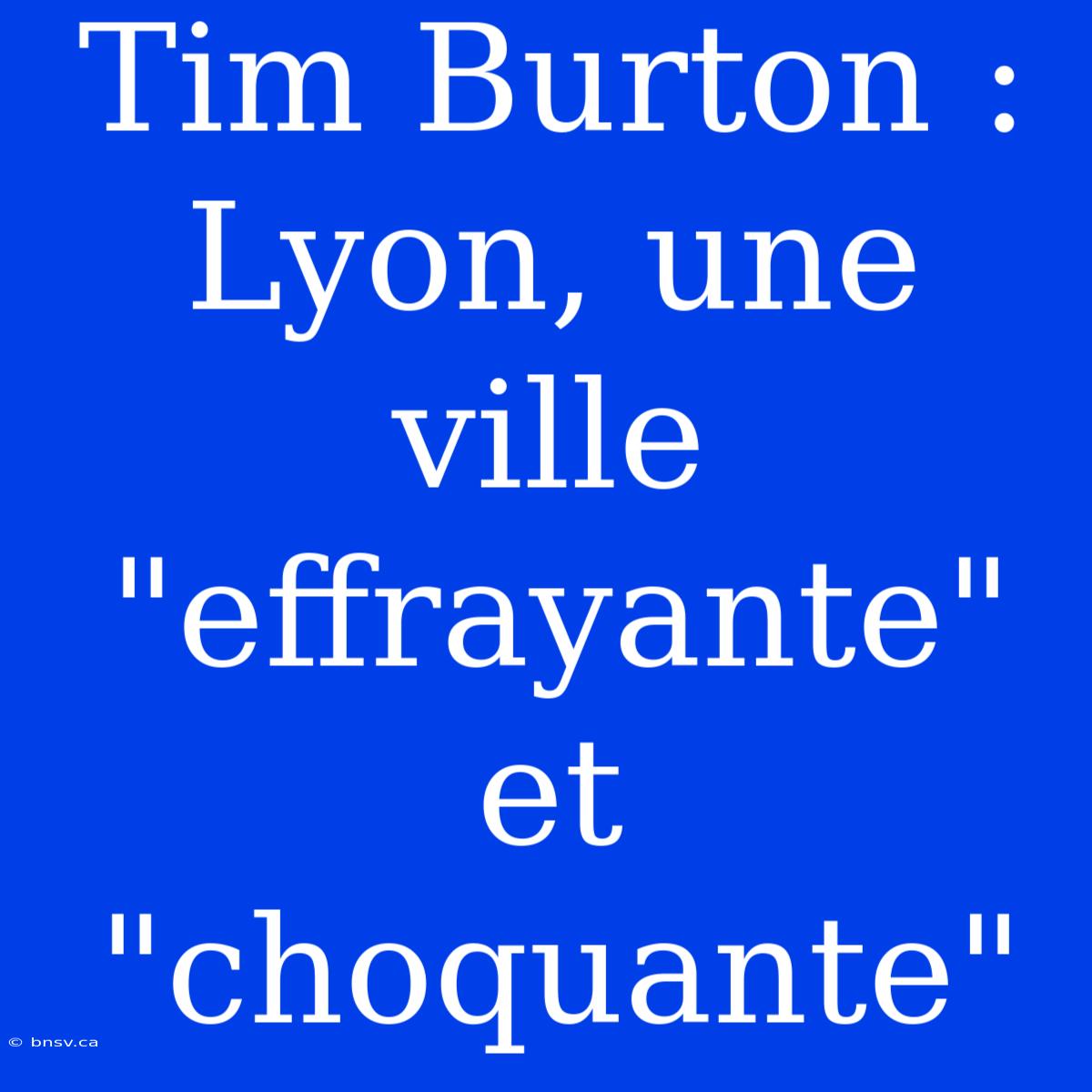 Tim Burton : Lyon, Une Ville 