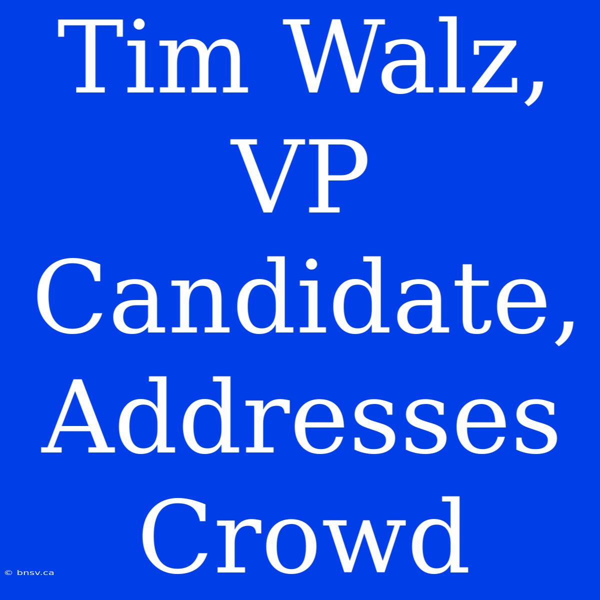 Tim Walz, VP Candidate, Addresses Crowd