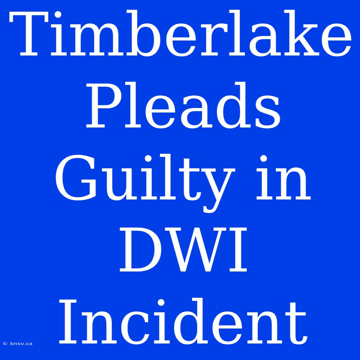 Timberlake Pleads Guilty In DWI Incident