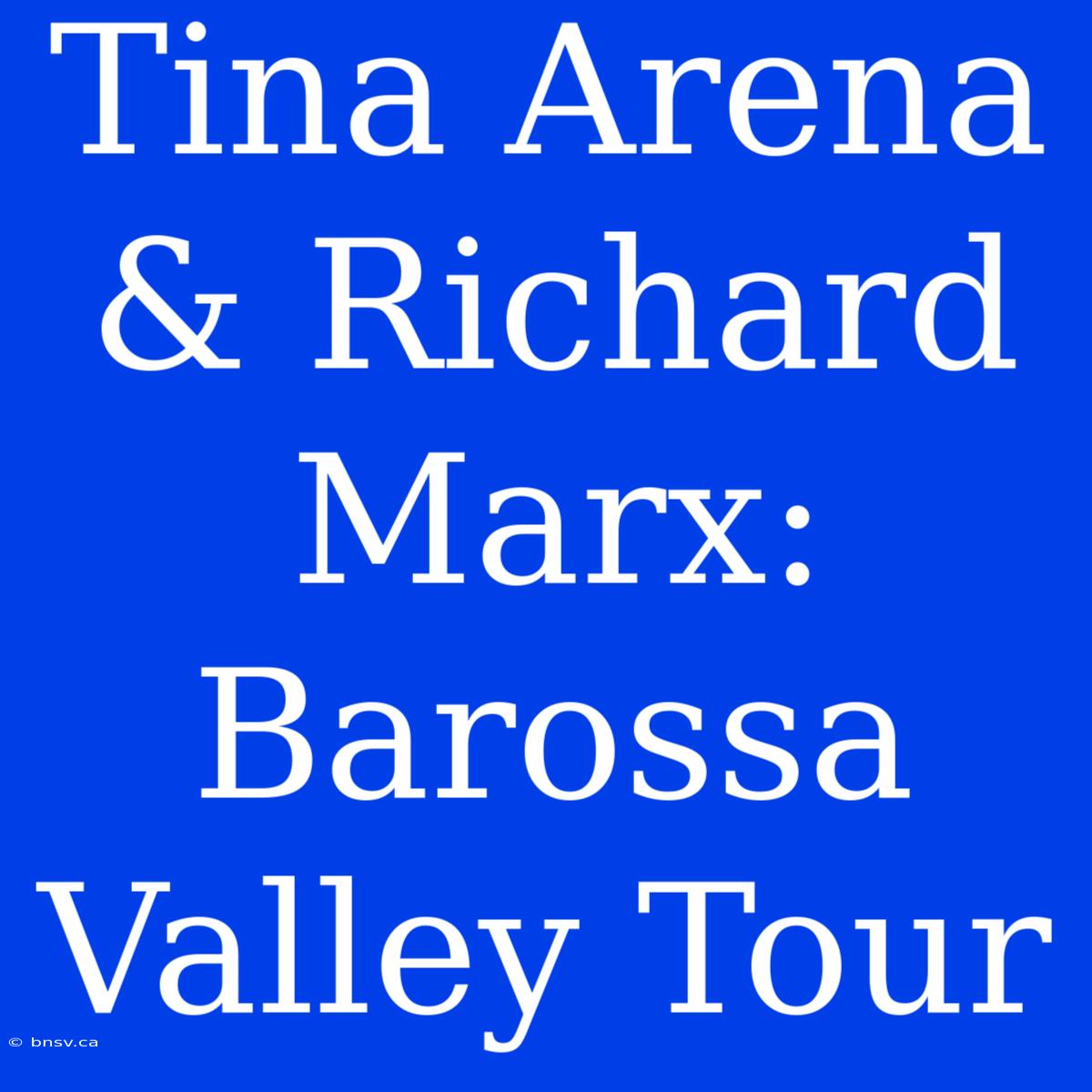 Tina Arena & Richard Marx: Barossa Valley Tour