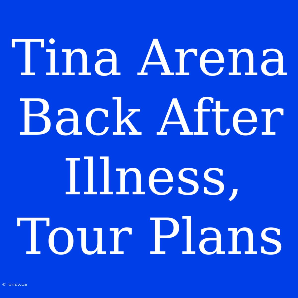 Tina Arena Back After Illness, Tour Plans