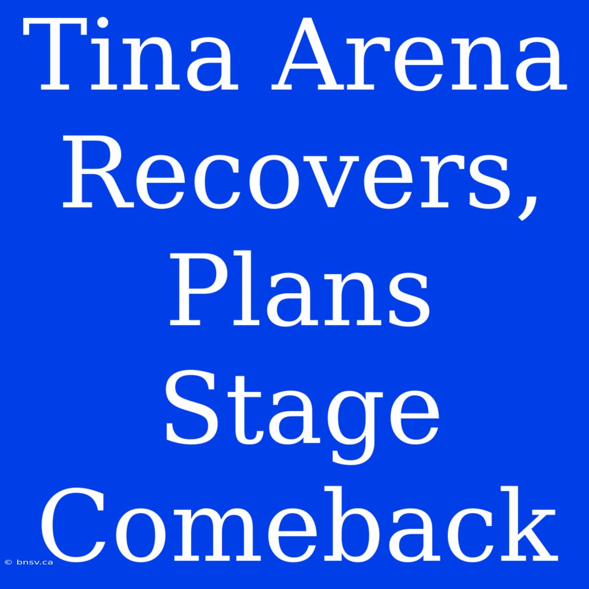 Tina Arena Recovers, Plans Stage Comeback