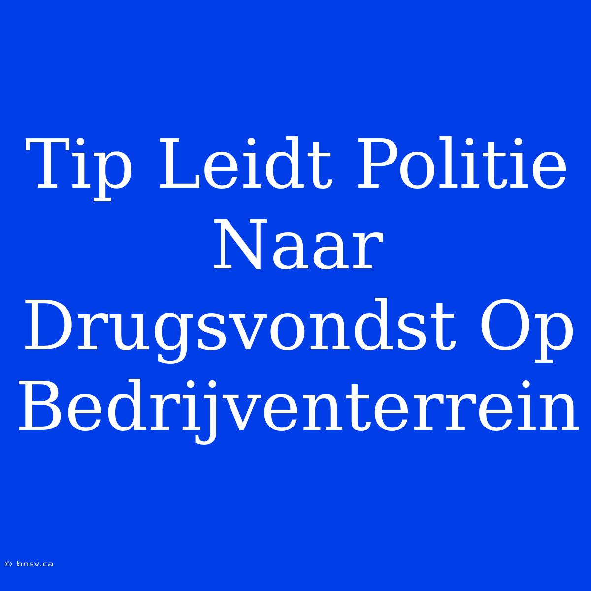 Tip Leidt Politie Naar Drugsvondst Op Bedrijventerrein