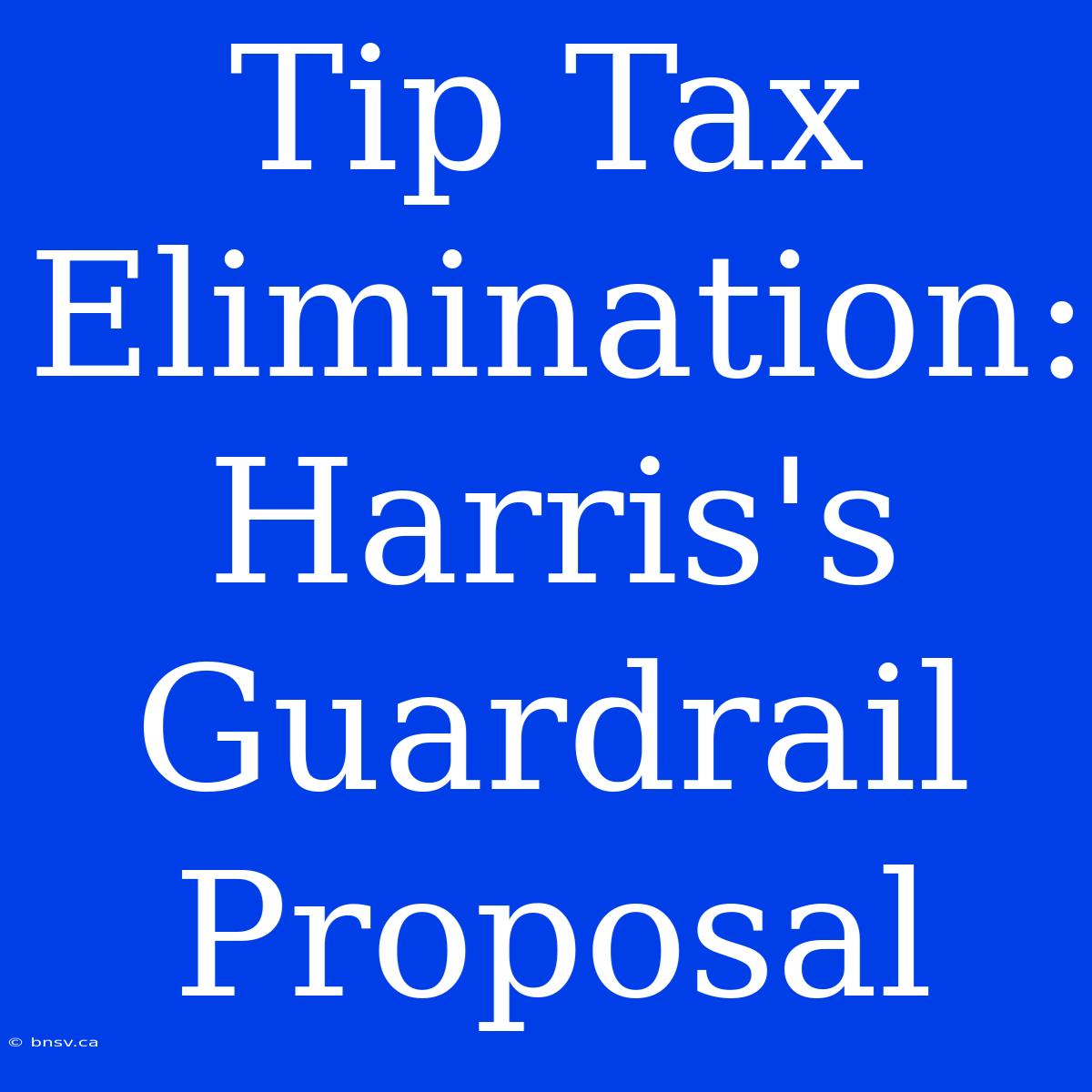 Tip Tax Elimination: Harris's Guardrail Proposal