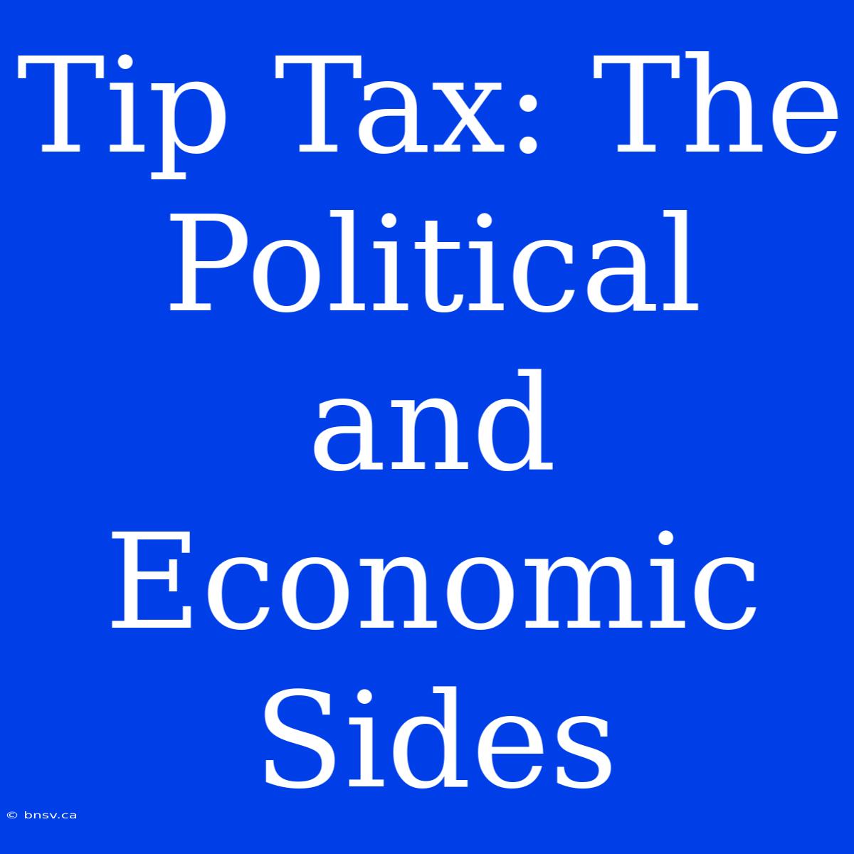 Tip Tax: The Political And Economic Sides