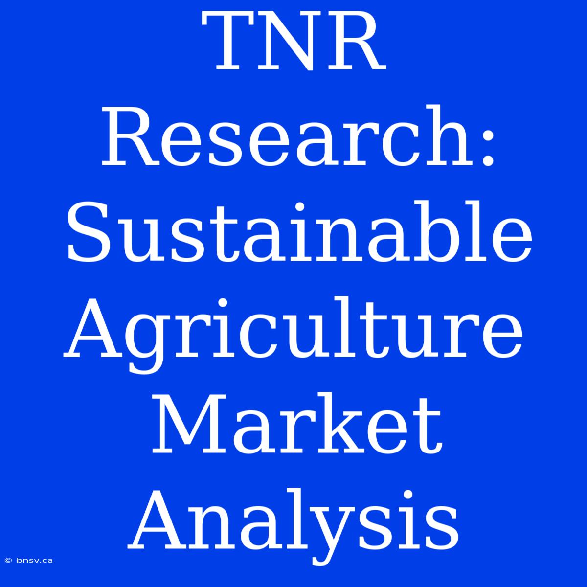 TNR Research: Sustainable Agriculture Market Analysis