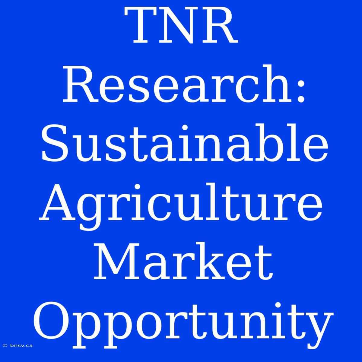 TNR Research: Sustainable Agriculture Market Opportunity