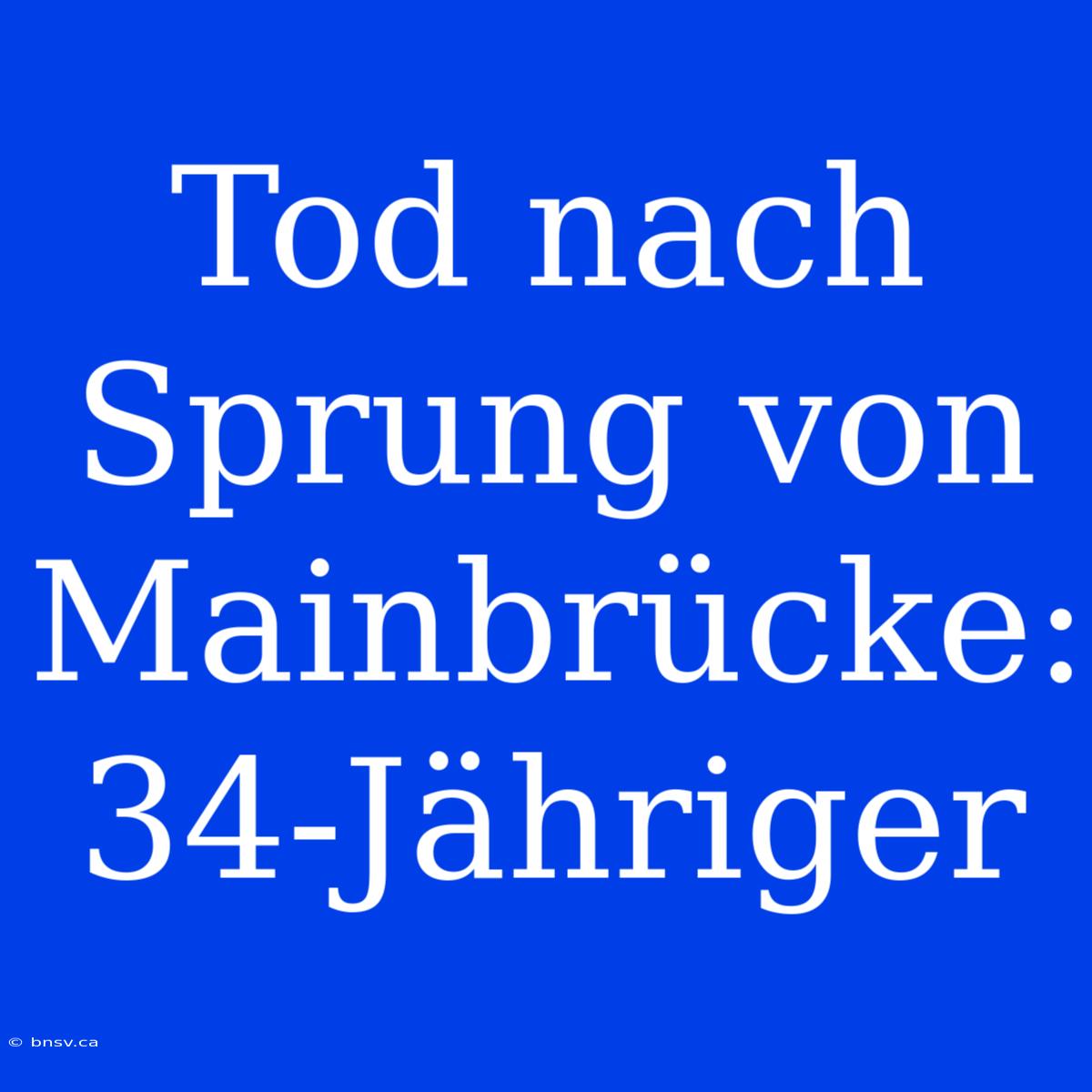 Tod Nach Sprung Von Mainbrücke: 34-Jähriger