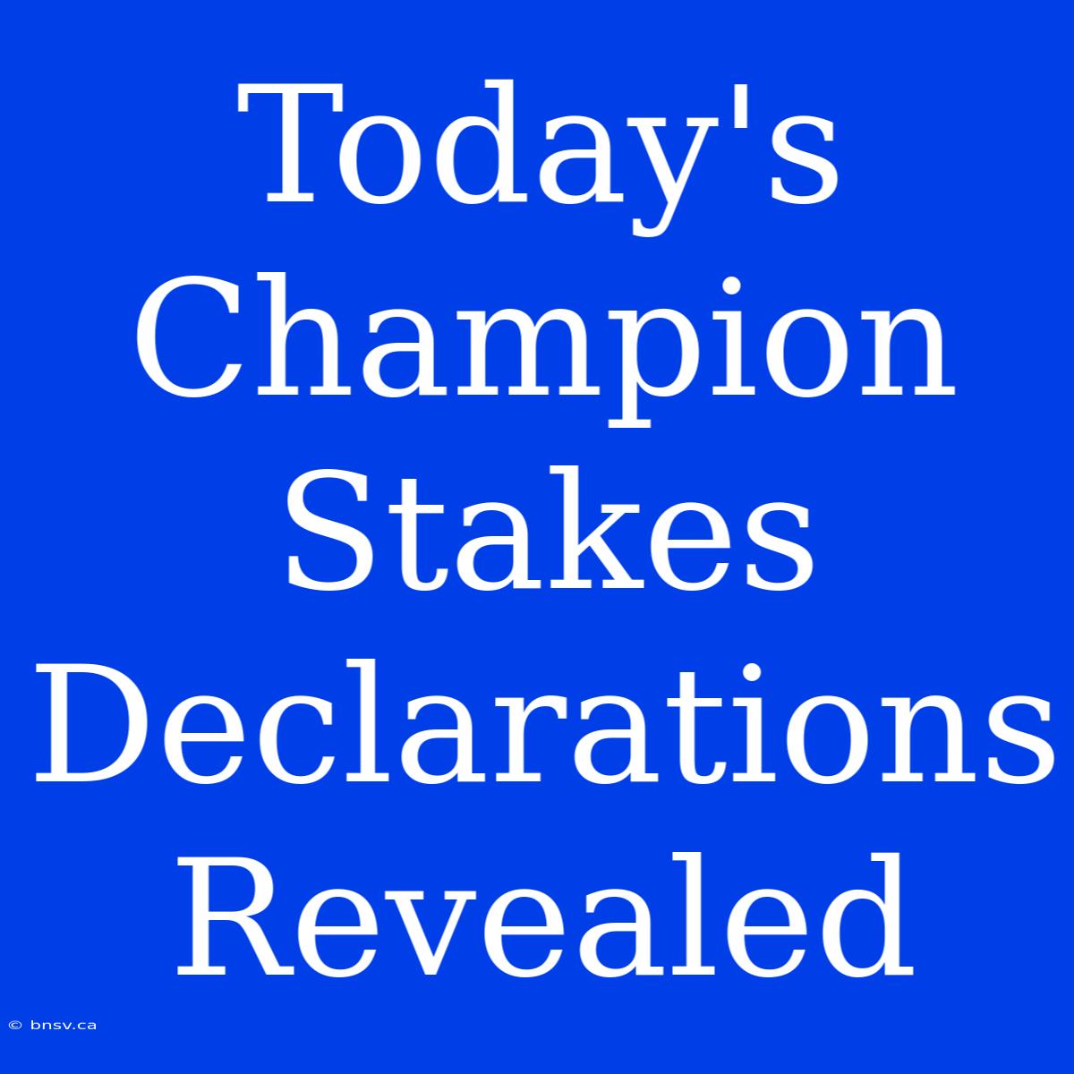 Today's Champion Stakes Declarations Revealed