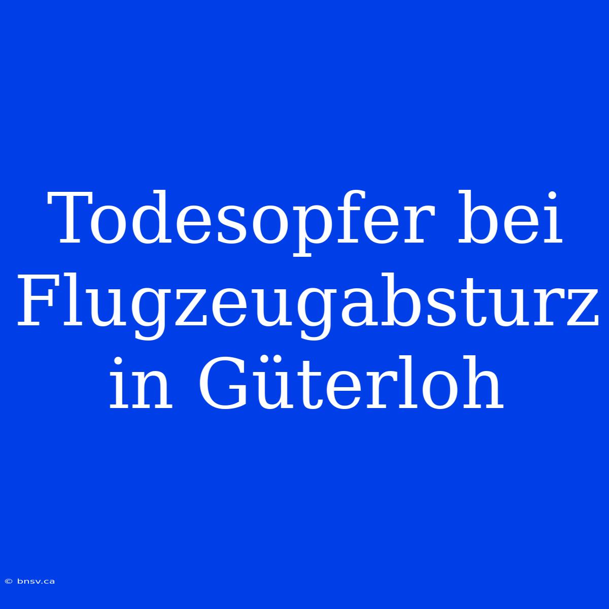 Todesopfer Bei Flugzeugabsturz In Güterloh