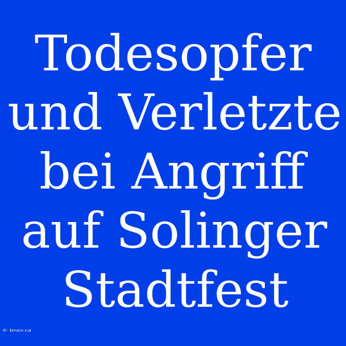 Todesopfer Und Verletzte Bei Angriff Auf Solinger Stadtfest