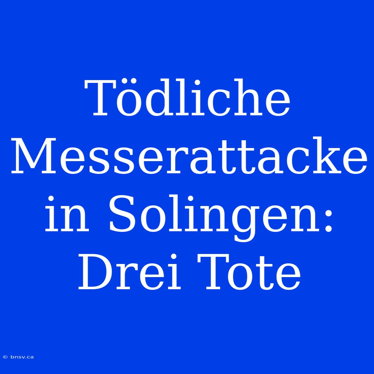 Tödliche Messerattacke In Solingen: Drei Tote