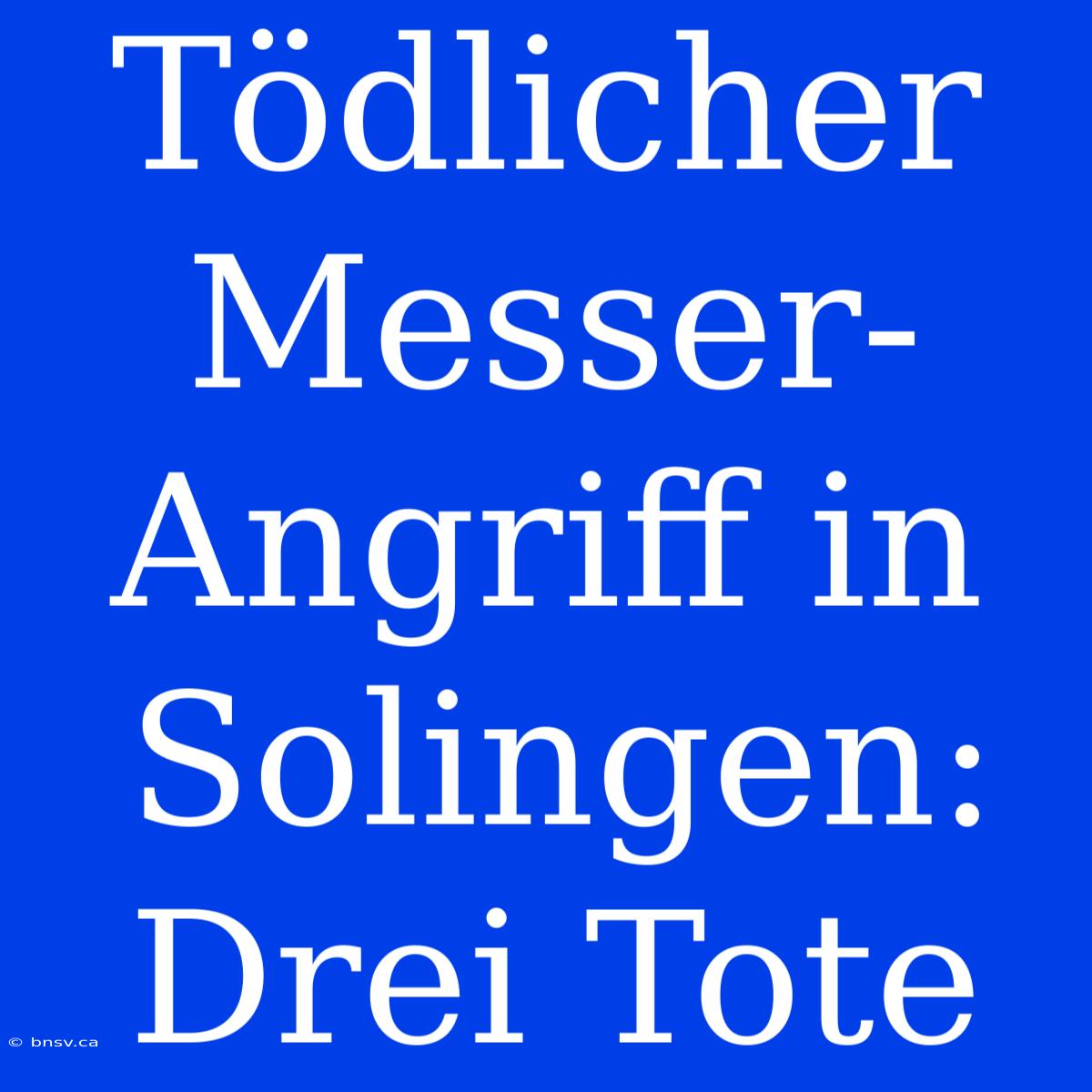 Tödlicher Messer-Angriff In Solingen: Drei Tote