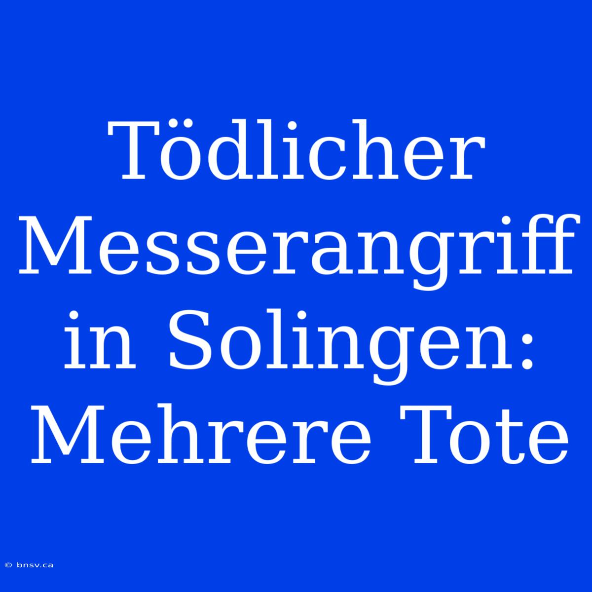 Tödlicher Messerangriff In Solingen:  Mehrere Tote