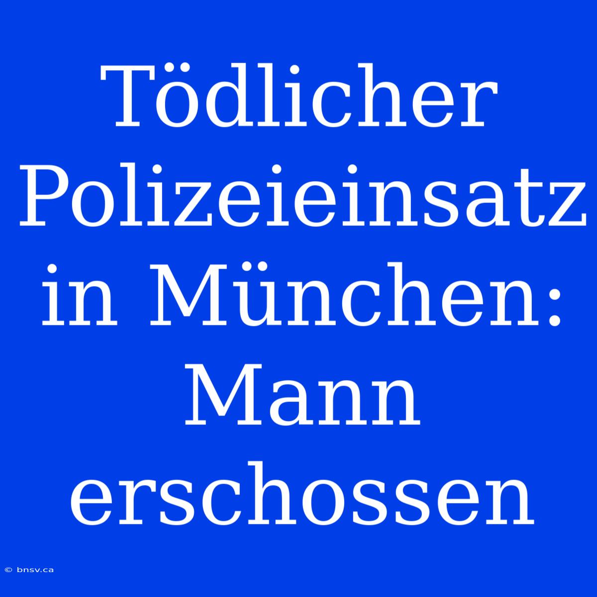 Tödlicher Polizeieinsatz In München: Mann Erschossen