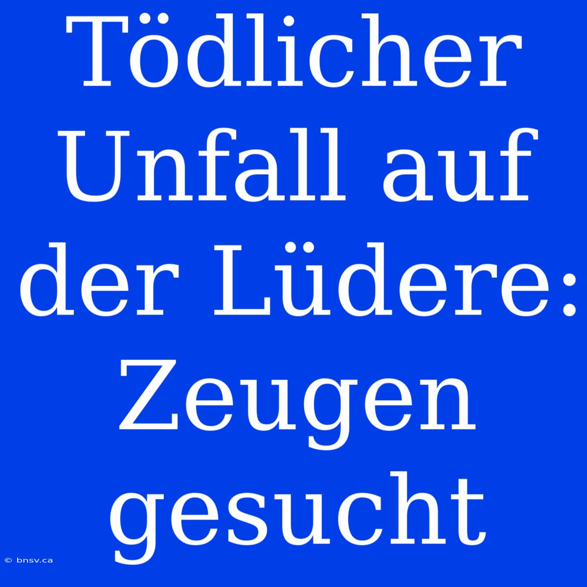 Tödlicher Unfall Auf Der Lüdere: Zeugen Gesucht