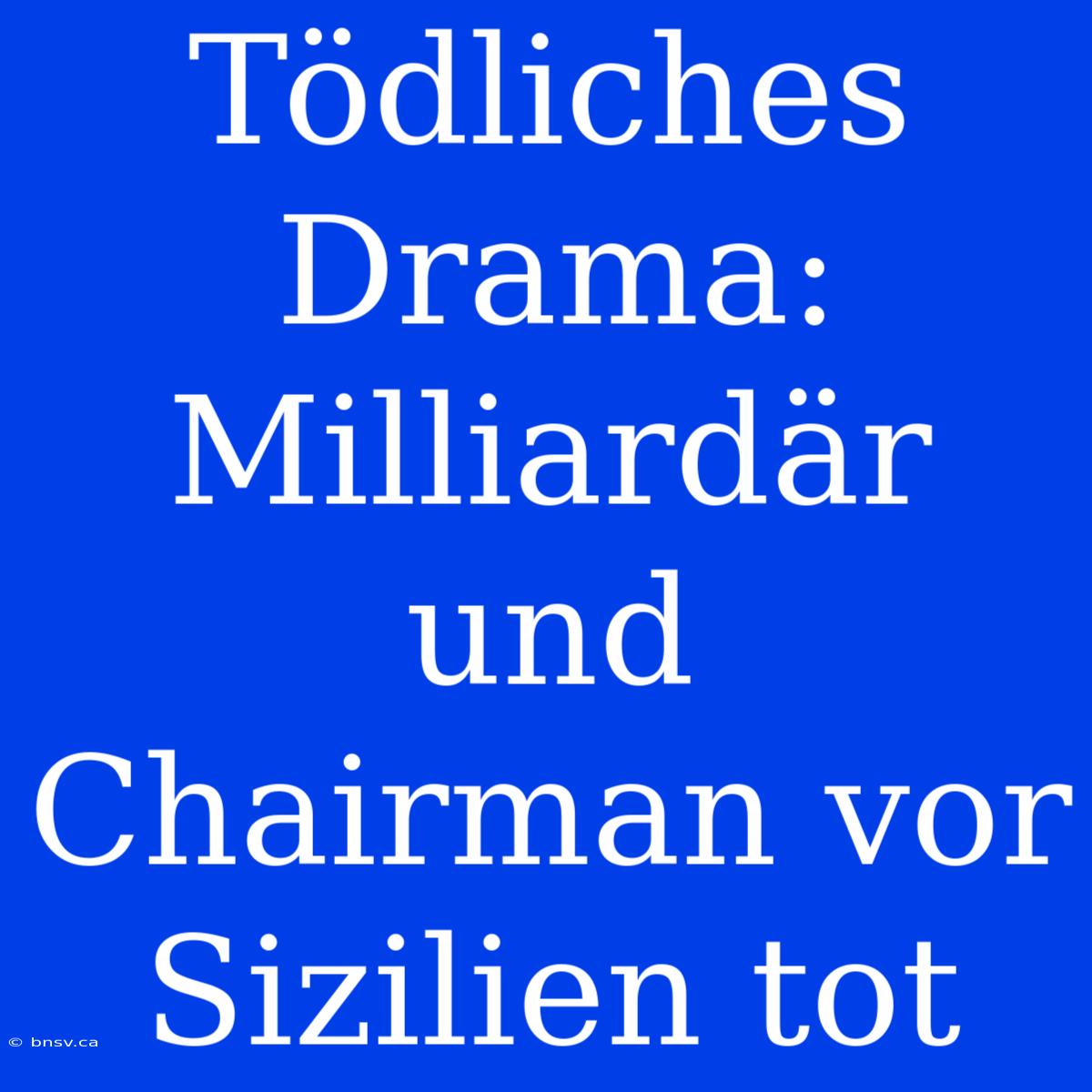 Tödliches Drama: Milliardär Und Chairman Vor Sizilien Tot