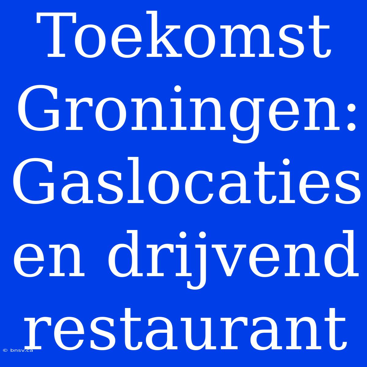 Toekomst Groningen: Gaslocaties En Drijvend Restaurant