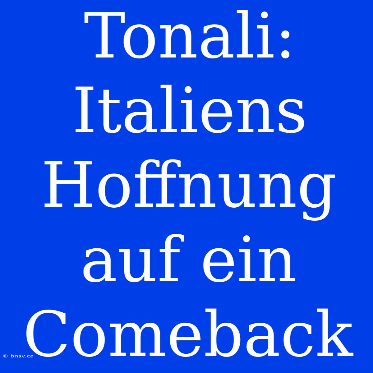 Tonali: Italiens Hoffnung Auf Ein Comeback