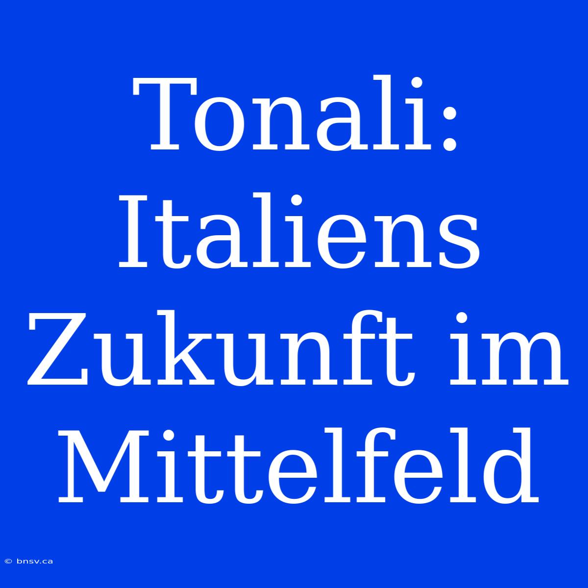 Tonali: Italiens Zukunft Im Mittelfeld