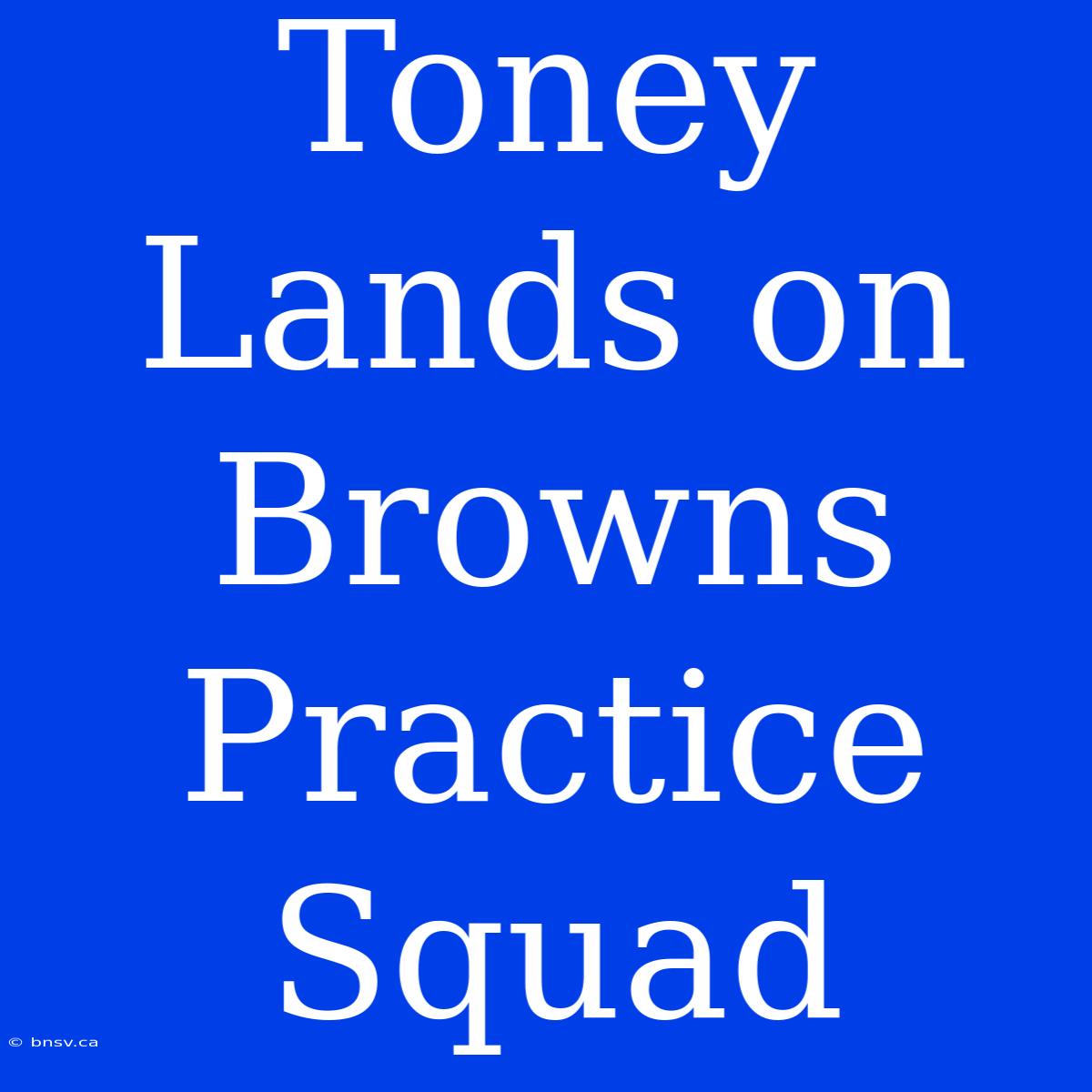 Toney Lands On Browns Practice Squad