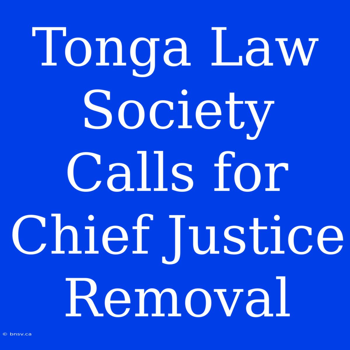 Tonga Law Society Calls For Chief Justice Removal