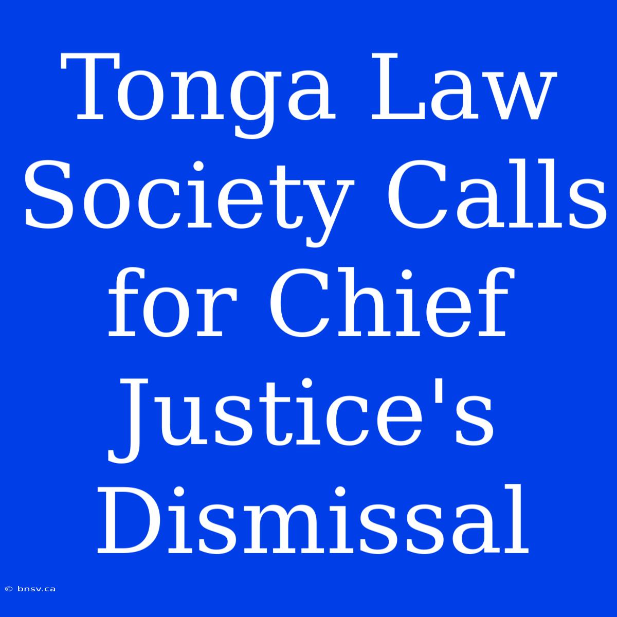 Tonga Law Society Calls For Chief Justice's Dismissal