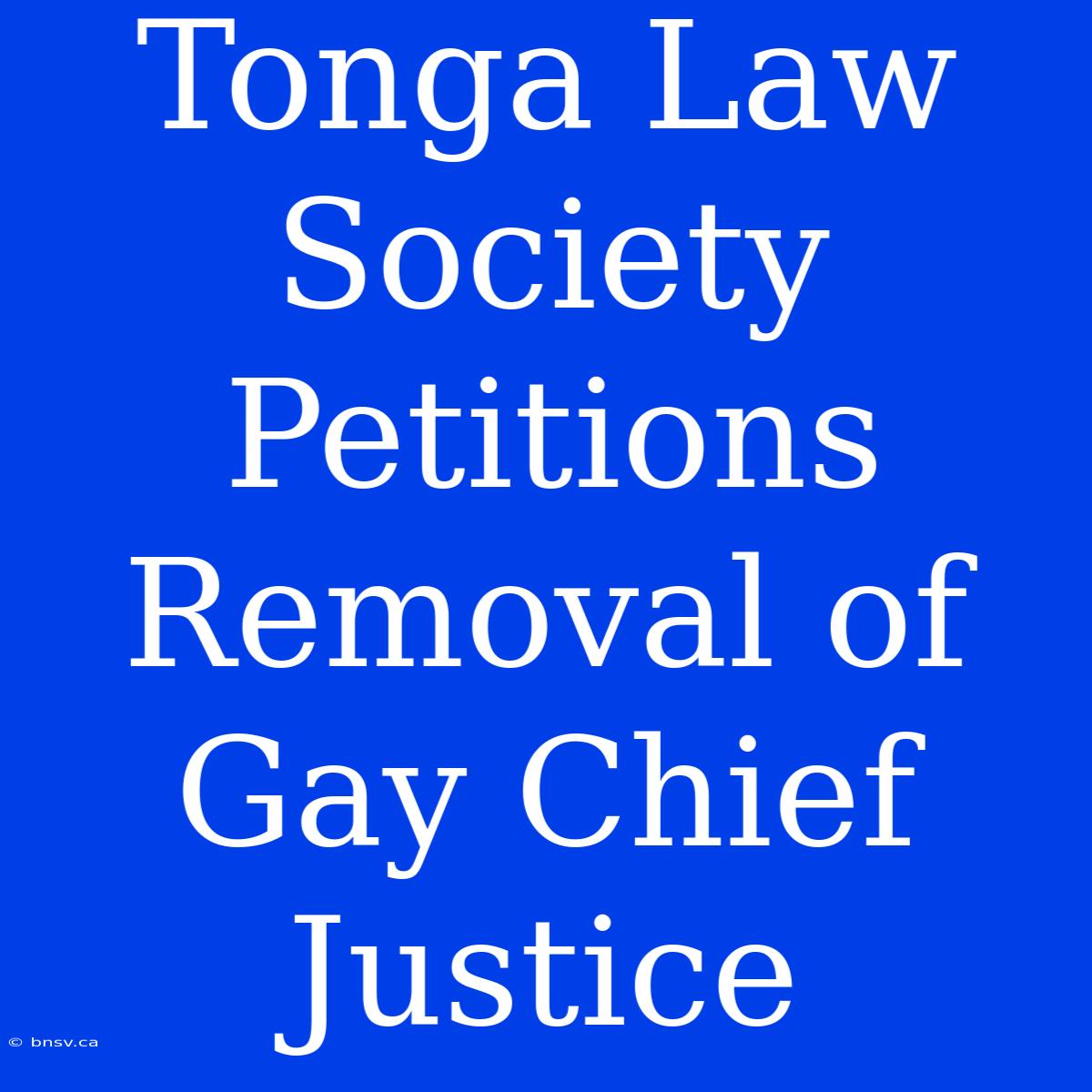 Tonga Law Society Petitions Removal Of Gay Chief Justice