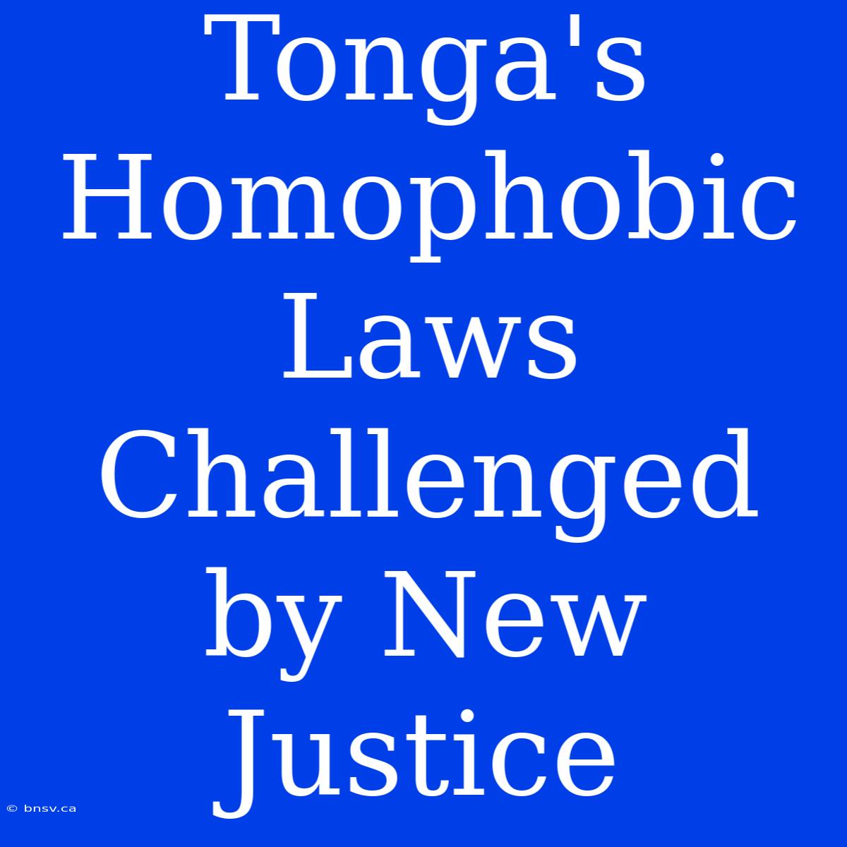 Tonga's Homophobic Laws Challenged By New Justice