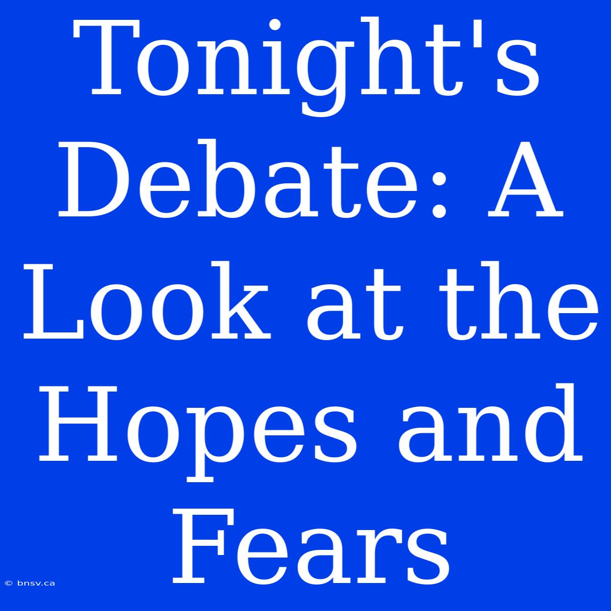 Tonight's Debate: A Look At The Hopes And Fears