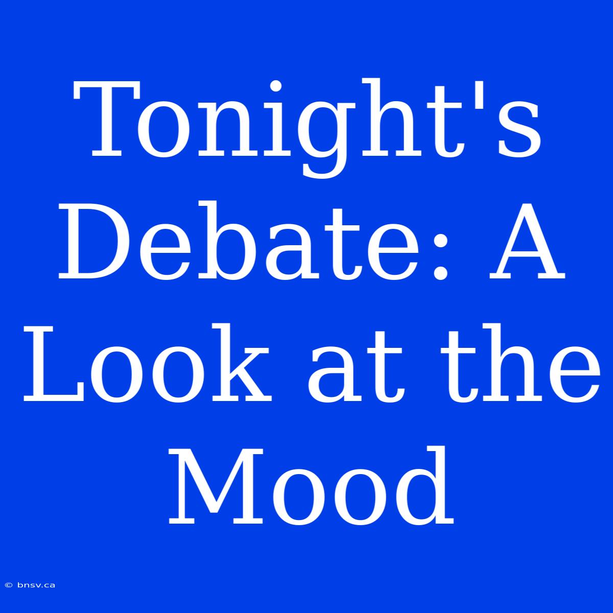 Tonight's Debate: A Look At The Mood