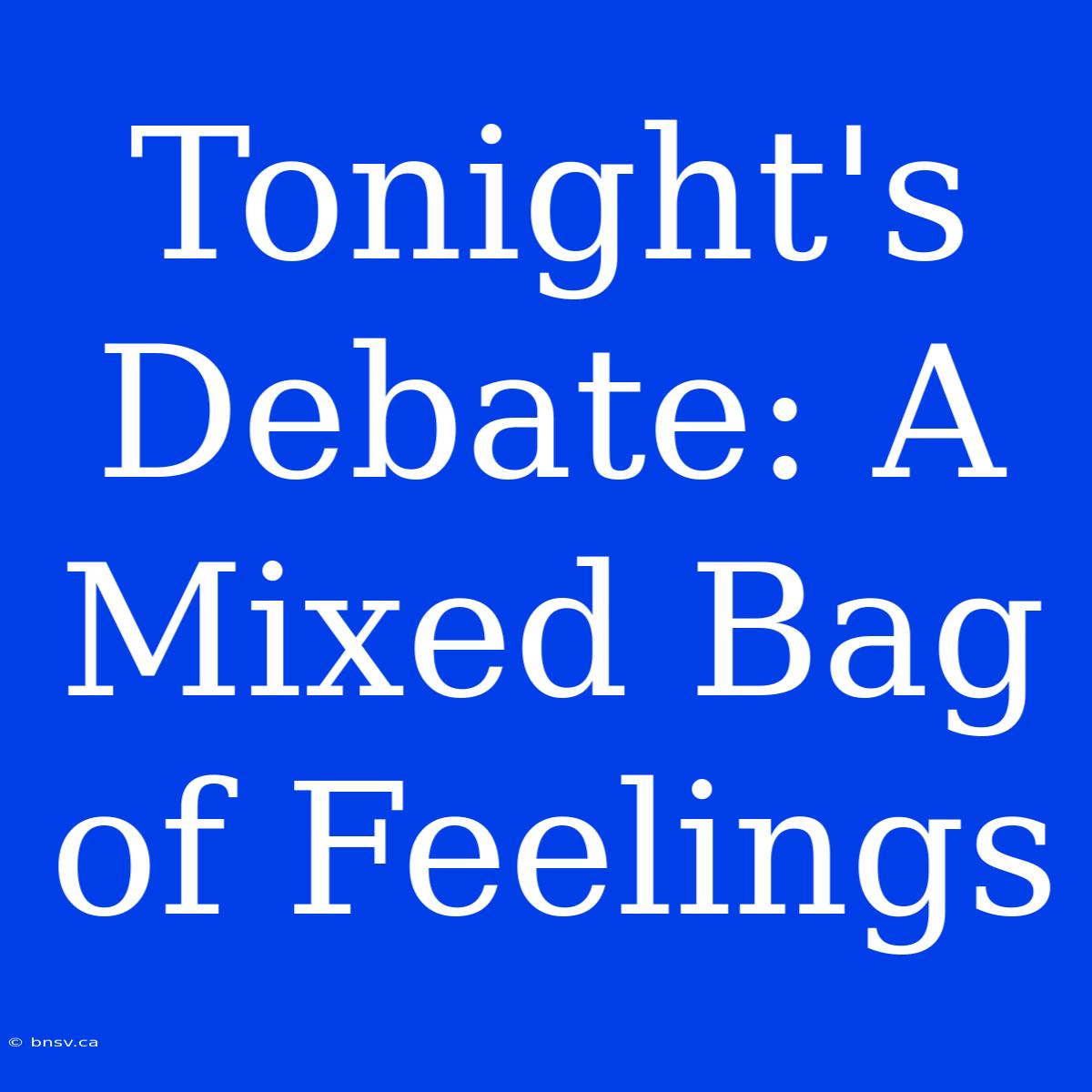 Tonight's Debate: A Mixed Bag Of Feelings