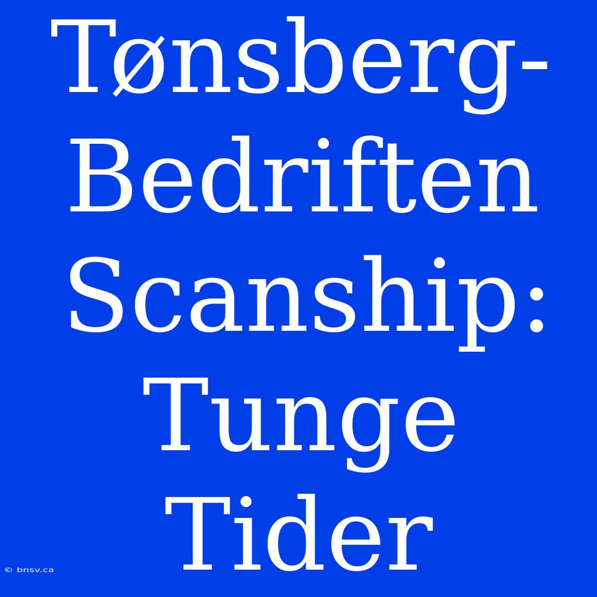 Tønsberg-Bedriften Scanship: Tunge Tider