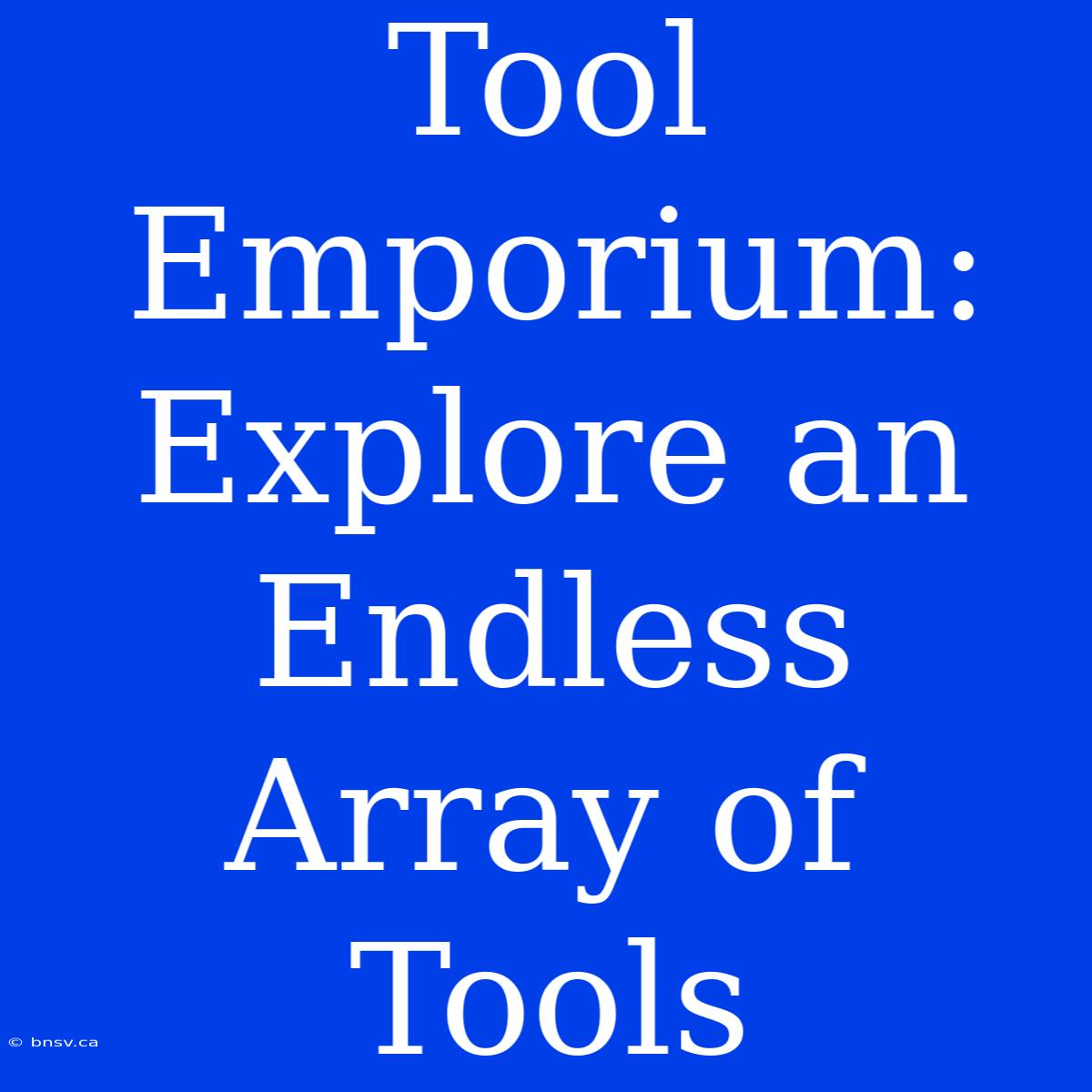 Tool Emporium: Explore An Endless Array Of Tools