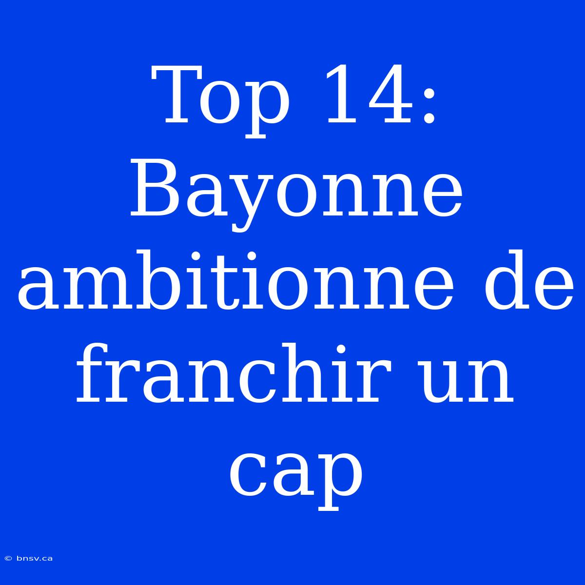 Top 14: Bayonne Ambitionne De Franchir Un Cap