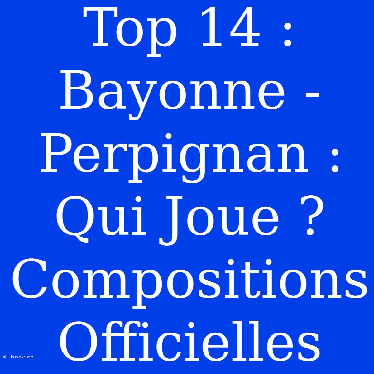 Top 14 : Bayonne - Perpignan : Qui Joue ? Compositions Officielles