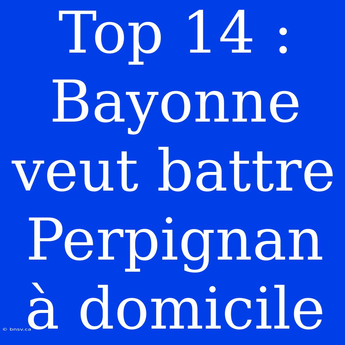 Top 14 : Bayonne Veut Battre Perpignan À Domicile