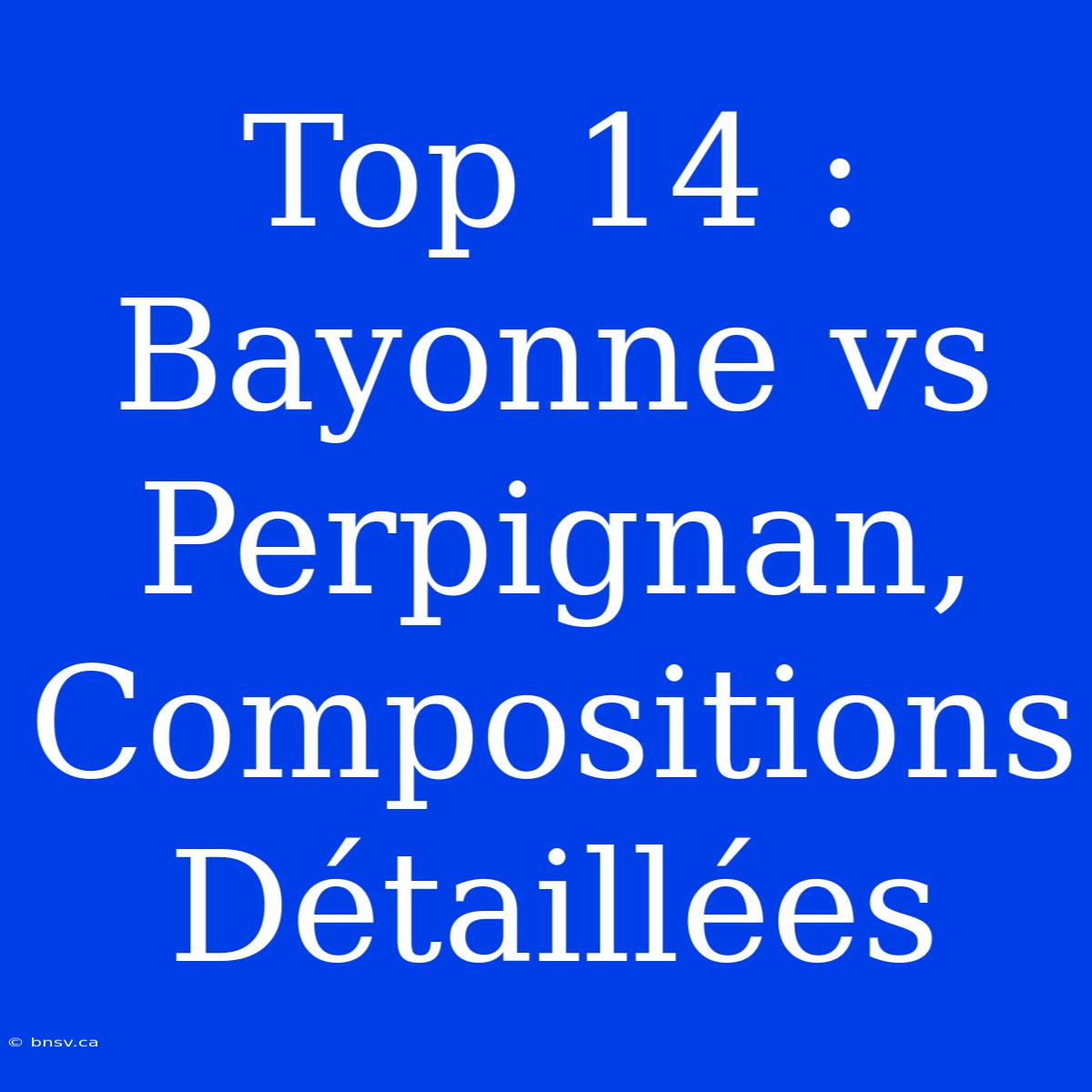 Top 14 : Bayonne Vs Perpignan, Compositions Détaillées