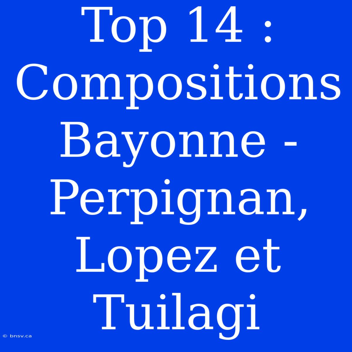 Top 14 : Compositions Bayonne - Perpignan, Lopez Et Tuilagi