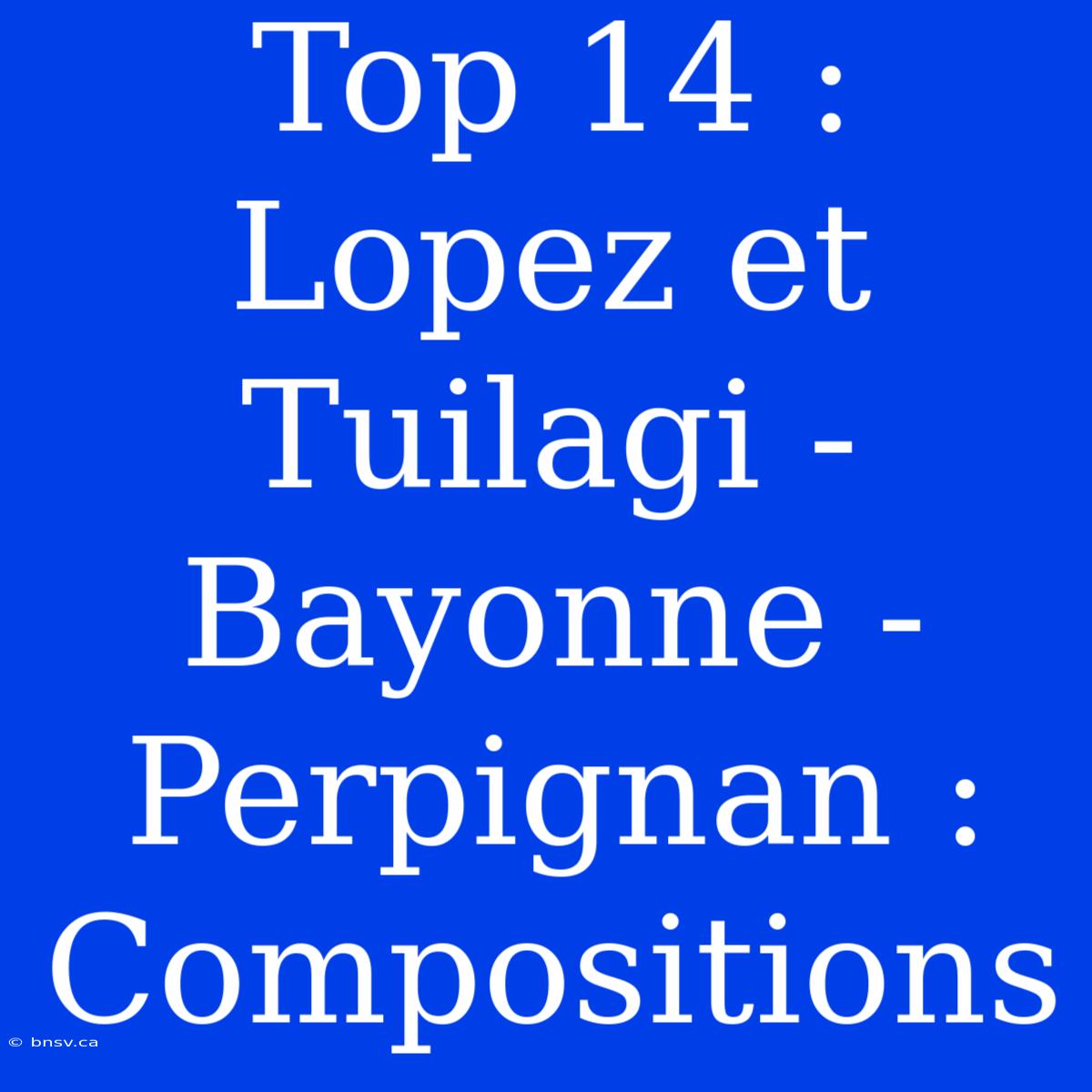 Top 14 : Lopez Et Tuilagi - Bayonne - Perpignan : Compositions