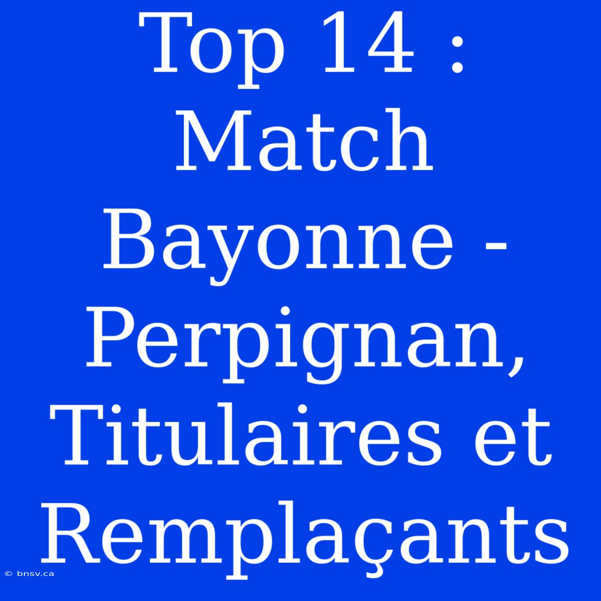 Top 14 : Match Bayonne - Perpignan, Titulaires Et Remplaçants