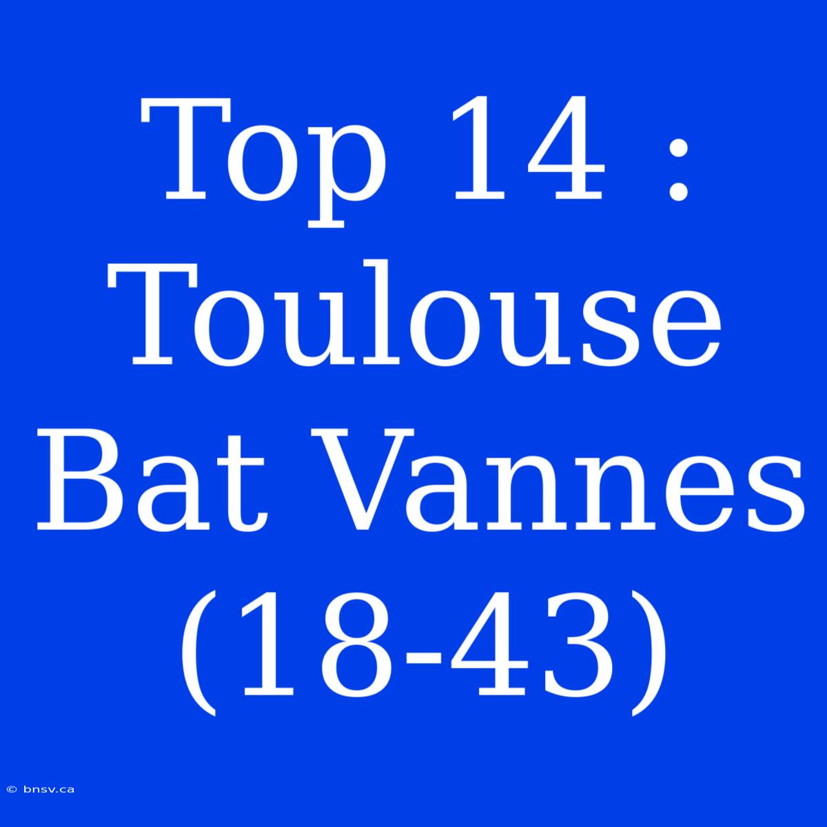 Top 14 : Toulouse Bat Vannes (18-43)