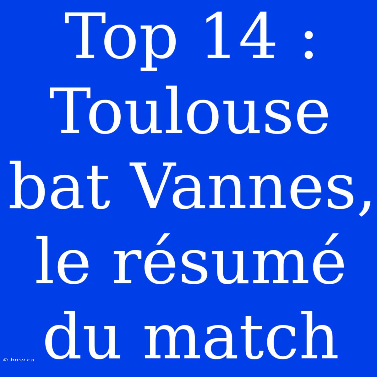 Top 14 : Toulouse Bat Vannes, Le Résumé Du Match