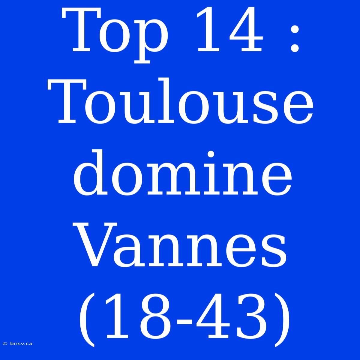 Top 14 : Toulouse Domine Vannes (18-43)